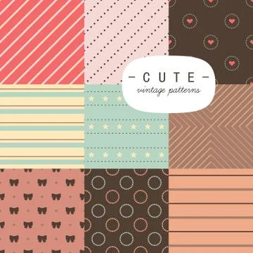 Cute vintage seamless patterns set Stock-Illustration