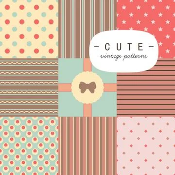 Cute vintage seamless patterns set Stock-Illustration