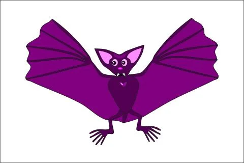 Cute violet flying bat Stock Illustration