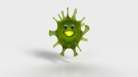 Cute virus character pops up 3D render animation Stock Footage 127882241