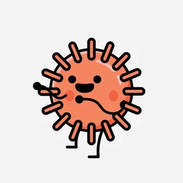 Cute Virus Mascot Vector Character in Flat Design Style Stock Illustration