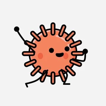 Cute Virus Mascot Vector Character in Flat Design Style Stock Illustration