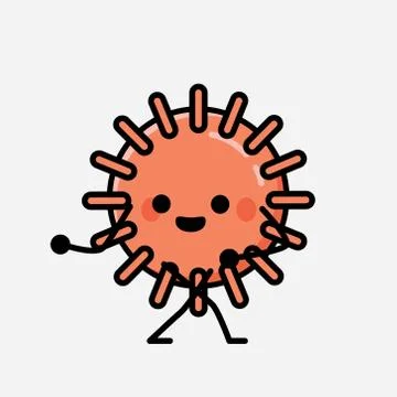 Cute Virus Mascot Vector Character in Flat Design Style Stock Illustration