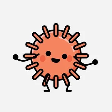 Cute Virus Mascot Vector Character in Flat Design Style Stock Illustration