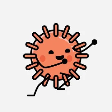 Cute Virus Mascot Vector Character in Flat Design Style Stock Illustration