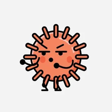 Cute Virus Mascot Vector Character in Flat Design Style Stock Illustration