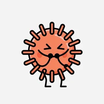 Cute Virus Mascot Vector Character in Flat Design Style Stock Illustration