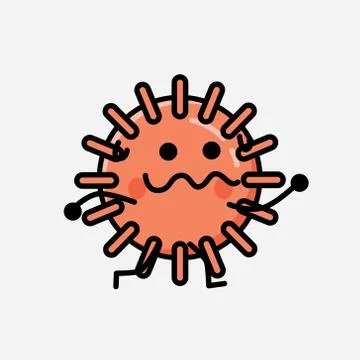 Cute Virus Mascot Vector Character in Flat Design Style Stock Illustration