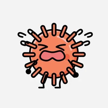 Cute Virus Mascot Vector Character in Flat Design Style Stock Illustration