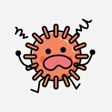 Cute Virus Mascot Vector Character in Flat Design Style Stock Illustration
