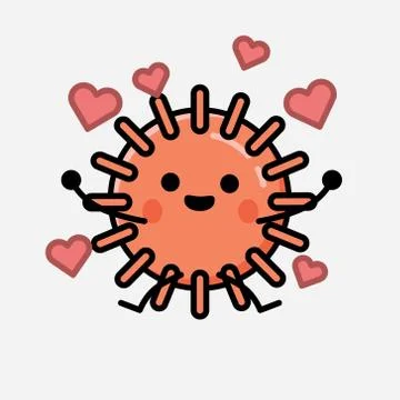 Cute Virus Mascot Vector Character in Flat Design Style Stock Illustration