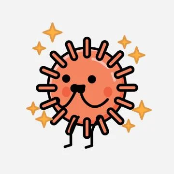 Cute Virus Mascot Vector Character in Flat Design Style Stock Illustration