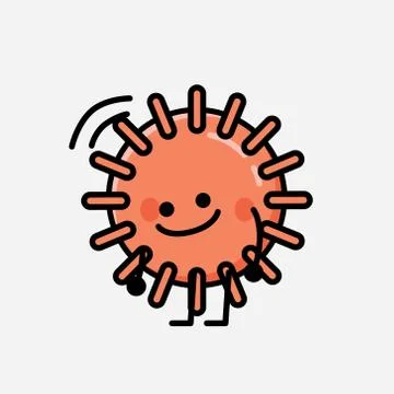 Cute Virus Mascot Vector Character in Flat Design Style Stock Illustration