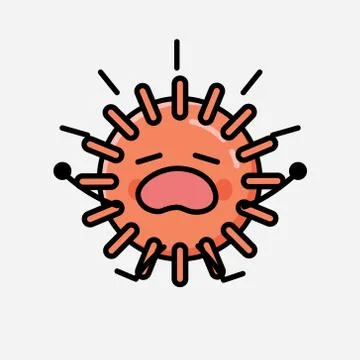 Cute Virus Mascot Vector Character in Flat Design Style Stock Illustration