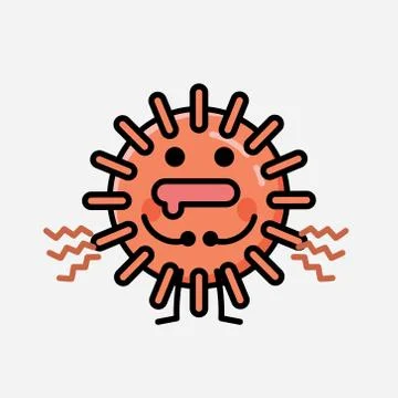 Cute Virus Mascot Vector Character in Flat Design Style Stock Illustration