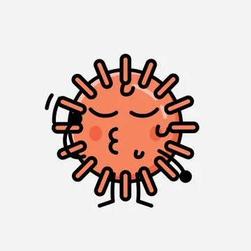 Cute Virus Mascot Vector Character in Flat Design Style Stock Illustration