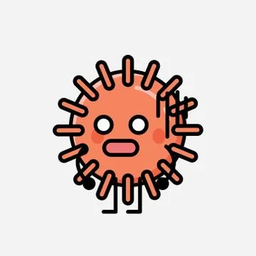 Cute Virus Mascot Vector Character in Flat Design Style Stock Illustration