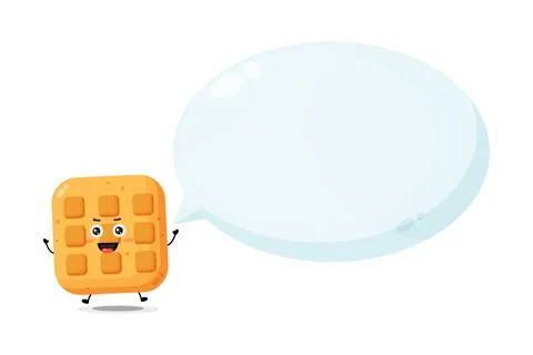 Cute waffle character with bubble speech Stock Illustration