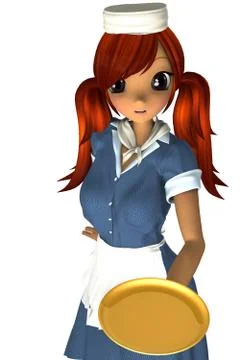 Cute waitress Stock Illustration