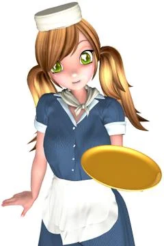 Cute waitress Stock Illustration