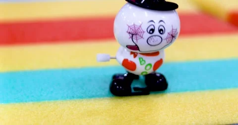 Cute walking mechanical wind-up ghost figurine for Halloween Stock Footage 340659813