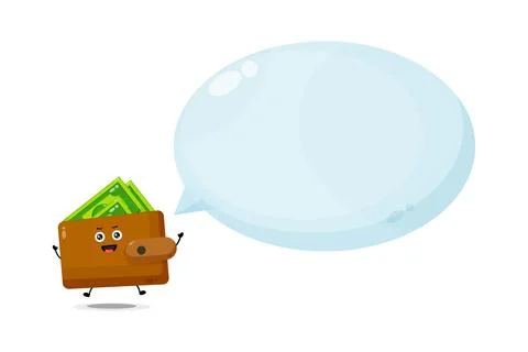 Cute wallet character with bubble speech Stock Illustration