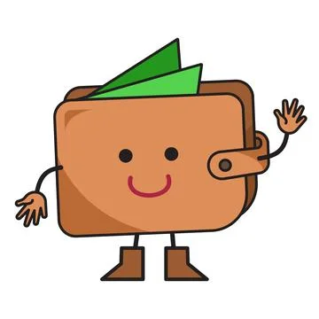 Cute wallet mascot character Stock Illustration