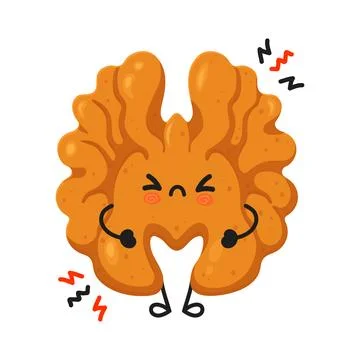 Cute walnut character having brain pain and headache Stock Illustration