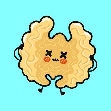 Cute walnut character having a dizzy brain Stock Illustration