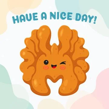 Cute walnut character winking, saying have a nice day Stock Illustration
