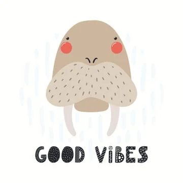 Cute walrus illustration Stock Illustration