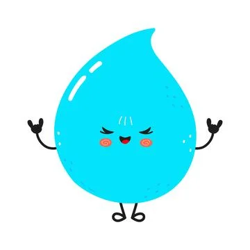 Cute water drop character making rock and roll gesture Иллюстрация
