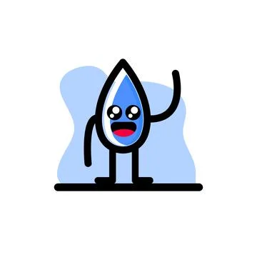 Cute Water Drop Character Vector Illustration Design Stock Illustration