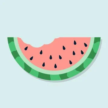 Cute watermelon bite vector Stock Illustration