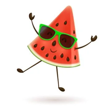 Cute watermelon character jumping Stock Illustration
