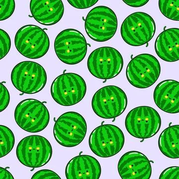 Cute watermelon fruit seamless pattern on light background Stock Illustration