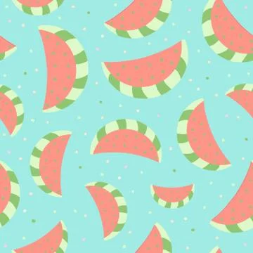 Cute Watermelon pattern in Doodle style Stock Illustration