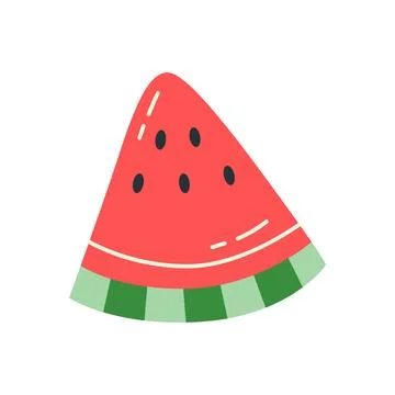 Cute Watermelon Slice Hand Drawn Summer Fruit Illustration Stock Illustration