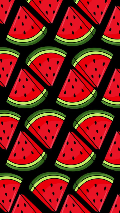 Cute Watermelon Slice Pattern Animation Background  Colorful Summer Fruit Se Stock Footage 348065850