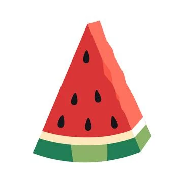 Cute watermelon slice triangular shape with seeds. Trendy modern vector ill.. Stock Illustration