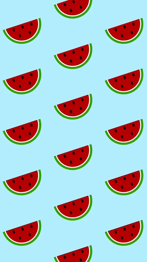 Cute watermelon slices seamless pattern background loop on light blue for summer Stock Footage 336366759