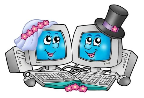 Cute wedding computers Stock Illustration