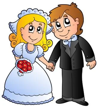 Cute wedding couple Stock Illustration