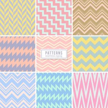 Cute wedding pink seamless vector patterns. Stylish background with zigzag lines Stock Illustration