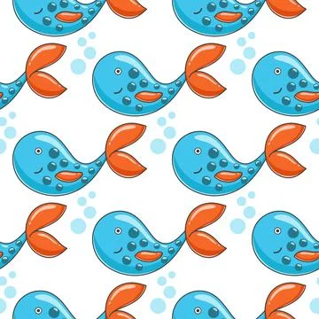 Cute whale cartoon seamless pattern Stock Illustration