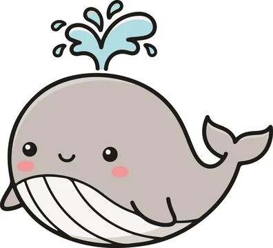 Cute whale, minimal simple vector illustration Stock Illustration