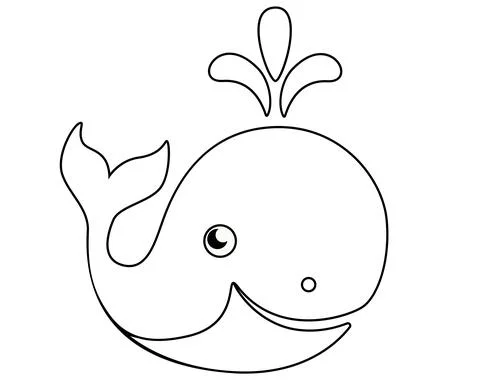 Cute whale - vector linear picture for coloring. Outline. Whale - marine mammal Stock Illustration