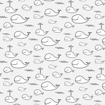 Cute Whale Vector Pattern. Stock Illustration