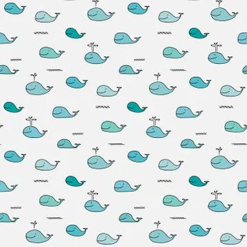 Cute Whale Vector Pattern. Stock Illustration