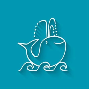 Cute whale on wave Illustrazione stock